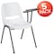 Flash Furniture White Ergonomic Shell Chair with Left Handed Flip-Up Tablet Arm, PK5 5-RUT-EO1-WH-LTAB-GG - alternate 7